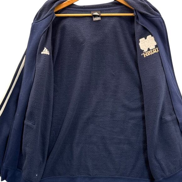 Adidas Navy Blue Gold Notre Dame Fighting Irish Full Zip Hooded Sweatshirt Large - Picture 4 of 8